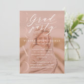 フォトグラミニマルードパーティーモダン書道ピンク 招待状 (スタンド正面)