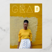 フォトグラモダンード文字金箔卒業 箔招待状 (正面)