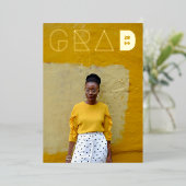 フォトグラモダンード文字金箔卒業 箔招待状 (立ち正面)