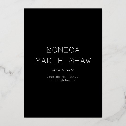 フォトグラモダンード文字金箔卒業 箔招待状 (裏面)