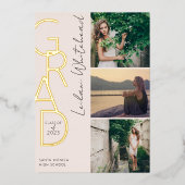 フォトグラモダンード赤面ピンク 箔招待状 (正面)