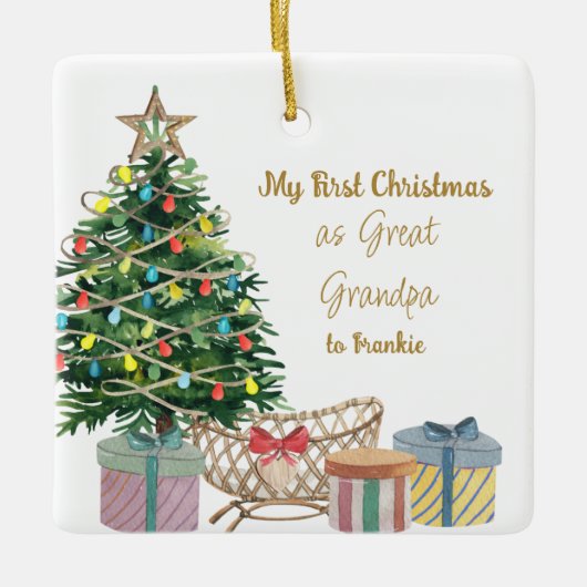 フォトグラン素晴らしパ初めてのクリスマスズツリーアンドクリブ セラミックオーナメント (正面)