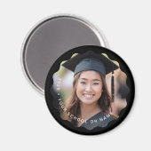 フォトグラードイヤー名学校の卒業式ウェーブブラック マグネット (正面/裏面)