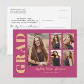 フォトグラードコラージュモダンスクリプトピンクと金ゴールド ポストカード (正面/裏面)