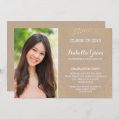 フォトグラードパーティーミニ金ゴールド紙吹雪エコクラフト 招待状 (正面/裏面)