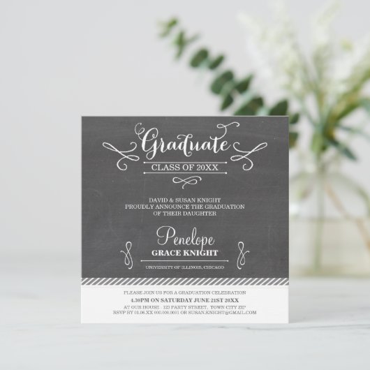 フォトグラード招待状お洒落スクエア文字 招待状 (スタンド正面)