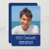 フォトグラード招待状シンプルプレーン王室のネイビーブルー 招待状 (正面/裏面)