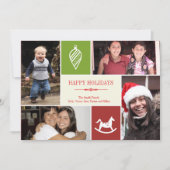 フォトグリッドのコラージュ4個お気に入りののもののクリスマスレッド シーズンカード (正面)