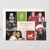 フォトグリッドのコラージュ4個お気に入りののもののクリスマスレッド シーズンカード (正面/裏面)
