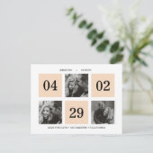 フォトグリッドのコラージュ |サーモン |日付の保存 案内ポストカード (スタンド正面)