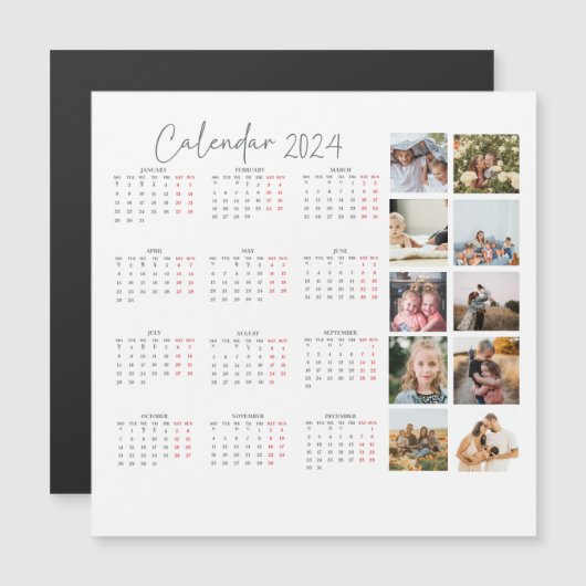 フォトグリッド2024カレンダーファミリのマグネットカード (正面/裏面)
