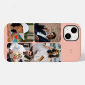 フォトグリッド4写真名またはイニシャルオレンジ Case-Mate iPhoneケース (裏面 (横))