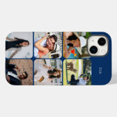 フォトグリッド6写真名またはイニシャル青 Case-Mate iPhoneケース (裏面 (横))