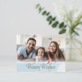 フォトグリーティングかわいらしはがき暖かい願い青 シーズンポストカード (スタンド正面)