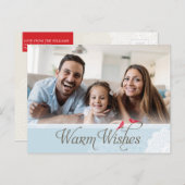 フォトグリーティングかわいらしはがき暖かい願い青 シーズンポストカード (正面/裏面)