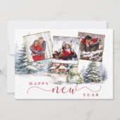 フォトグリーティングカード付き冬の休日の新年 案内状 (正面)