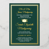 フォトグリーンとゴールドフォイルの卒業発表 箔招待状 (正面)