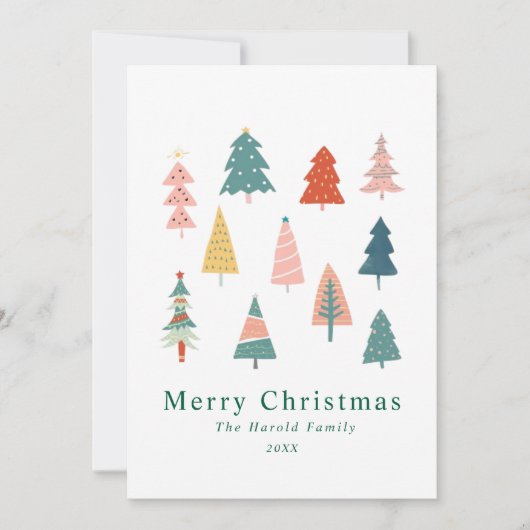 フォトグリーンエレガントクリスマスツリーズカード 招待状 (正面)