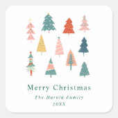 フォトグリーンエレガントクリスマスツリー以外 スクエアシール (正面)