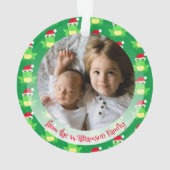 フォトグリーンカエルSanta Hat Patternかわいいクリスマス オーナメント (裏面)