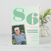 フォトグリーングラデーション86歳の誕生日 招待状 (スタンド正面)