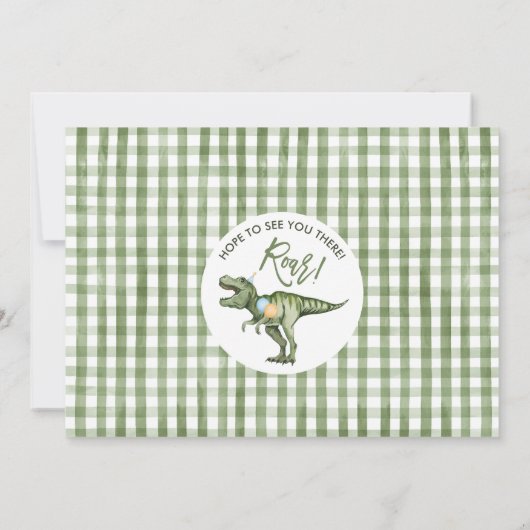 フォトグリーンストンプChompロア恐竜1st誕生日 招待状 (裏面)