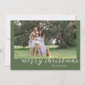 フォトグリーンミニマルスクリプトクリスマスカード シーズンカード (正面)