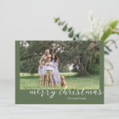 フォトグリーンミニマルスクリプトクリスマスカード シーズンカード (スタンド正面)
