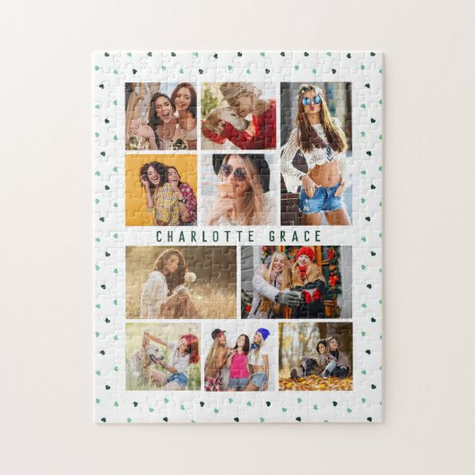 フォトグリーンモダンロマンチックな恋10人名 ジグソーパズル (縦)