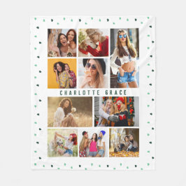 フォトグリーンモダンロマンチックな恋10人名 フリースブランケット