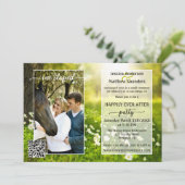 フォトグリーン春スクリプトカントリー結婚ポスト 招待状 (スタンド正面)