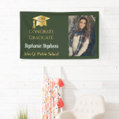 フォトグリーン金ゴールドおめでとう大学院名 |学校 横断幕 (インサイチュ)