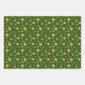 フォトグリーン金ゴールドスターパターンヴィンテージクリスマス ラッピングペーパーシート (正面)