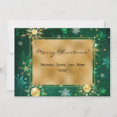 フォトグリーン金ゴールドスノーフレーククリスマスクリスマスホリデー シーズンカード (裏面)