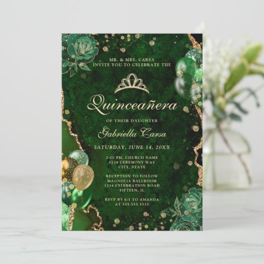 フォトグリーン金ゴールドフローラゲートキンセアニェラ 招待状 (スタンド正面)