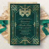 フォトグリーン金ゴールド仮装キンセアニェラ 招待状