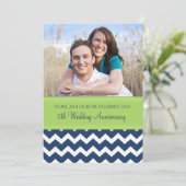 フォトグリーン ブルー 5周年 誕生日 招待状 (スタンド正面)