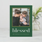 フォトグリーン ホリデーに祝福された偽のゴールドの葉 招待状 (スタンド正面)