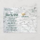 フォトグリーン&金ゴールド大理石の卒業日を保存 ポストカード (裏面)