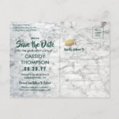 フォトグリーン&金ゴールド大理石の卒業日を保存 ポストカード (裏面)