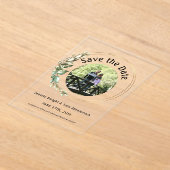 フォトグリ離れーンの日付を保存 アクリル招待状 (レイダウン)