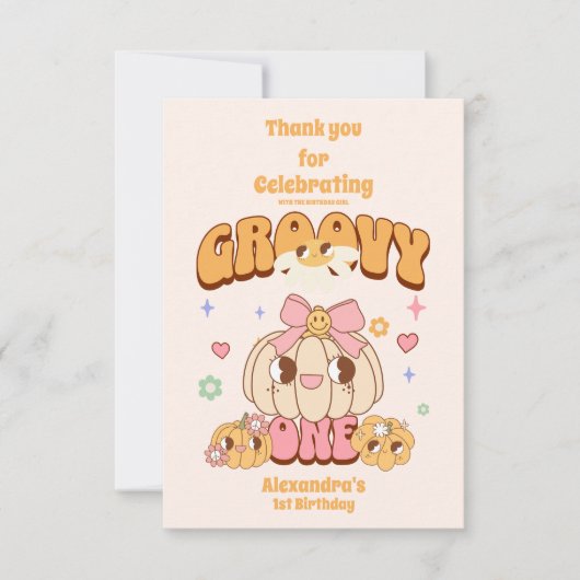 フォトグルーヴィワンボホデイジー1歳の誕生日パーティー サンキューカード (正面)