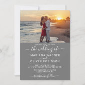 フォトグレイエレガントスクリプ結婚ト 招待状 (正面)