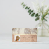 フォトグレイストライプバラ大理石メイクアップアーティストルクス 名刺 (スタンド正面)