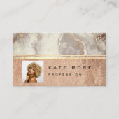 フォトグレイストライプバラ大理石メイクアップアーティストルクス 名刺 (正面)