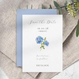 フォトグレーのスクリプトなしアジサイ日付カードを保存 セーブザデート