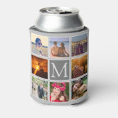 フォトグレーの背景モノグラムのを8つアップロード 缶クーラー (缶裏面)