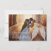 フォトグレーガラスバブル写真結婚のイベント 招待状 (正面)