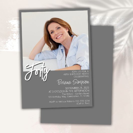 フォトグレー40歳の誕生日 招待状