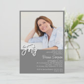 フォトグレー40歳の誕生日 招待状 (スタンド正面)